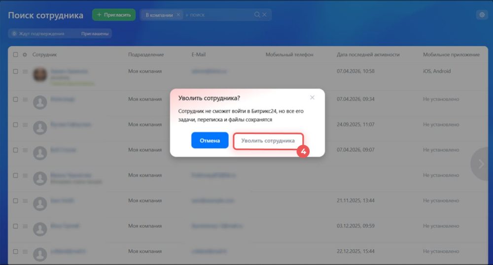 Как уволить сотрудника в Битрикс24